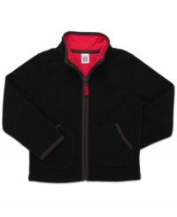 Tackle the elements. Your little one can bundle up in this microfleece jacket to stay warm this winter. Tackle the elements. Your little one can bundle up in this microfleece jacket to stay warm this winter.