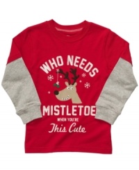 Adorable layered style t-shirt by Carter's displays the holiday spirt. Makes an excellent gift. Adorable layered style t-shirt by Carter's displays the holiday spirt. Makes an excellent gift.