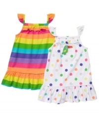 Color coded. Style and comfort come easy with one of these bright dresses from this Carter's 2-pack. Color coded. Style and comfort come easy with one of these bright dresses from this Carter's 2-pack.