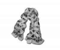 White Skull Silk Chiffon Scarf