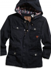 GUESS Kids Boys Little Boy Parka Jacket with Plaid, NAVY (7) GUESS Kids Boys Little Boy Parka Jacket with Plaid, NAVY (7)
