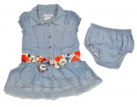 GUESS Infant Girls Denim Dress With Sash & Diaper Cover 2Pc Set (12M) GUESS Infant Girls Denim Dress With Sash & Diaper Cover 2Pc Set (12M)