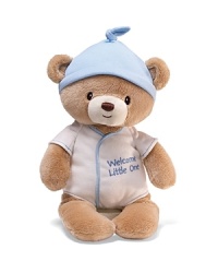 Welcome Little One proclaims your baby's first cuddly toy, from the purveyors of squeezable fun, Gund. Welcome Little One proclaims your baby's first cuddly toy, from the purveyors of squeezable fun, Gund.