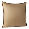 This euro sham adds texture in neutral linen with soft suede trim.
