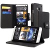 Evecase Leather Wallet Case with Stand and Credit Card Holder for HTC ONE / HTC M7 Android Smartphone