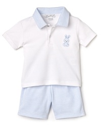 He'll look great in gingham! Kissy Kissy's completes his look with a short sleeve polo, embroidered with a teddy bear at the chest and complementary gingham short. He'll look great in gingham! Kissy Kissy's completes his look with a short sleeve polo, embroidered with a teddy bear at the chest and complementary gingham short.