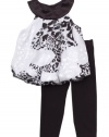 Rare Editions Baby-girls Infant Chiffon Cheetah Print Legging Set, Black/White, 12 Months
