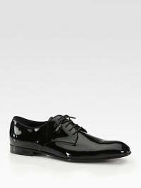 Lace-up evening dress shoe in smooth patent leather.Patent leatherLeather soleMade in Italy