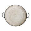 Recalling the distinctive look of Florentine alabaster, carefully mouth-blown glass is swirled with white details and finished with an iridescent glaze to form this striking serveware collection from Arte Italica. Made by hand in Italy, the platter is edged in ornate pewter beading and detailed with sturdy handles.