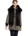 THE LOOKPlush rex rabbit fur at removable collar