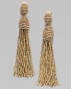 A bold seed beaded fringe design with clip-on backs.Hematite Length, about 5 Clip-on backs Imported 