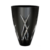 Dramatic and elegant, this Waterford Crystal vase from the Signature Black Collection by John Rocha, features sleek black glass with striking cuts around the base for illuminating contrast. Dramatic and elegant, this Waterford Crystal vase from the Signature Black Collection by John Rocha, features sleek black glass with striking cuts around the base for illuminating contrast.