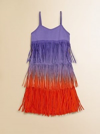 Inspired by the roaring 20's, this eye-catching, ombré fringed frock is perfect for swirling and twirling.Sweetheart necklineSleevelessPullover stylingRayonHand wash coldImported