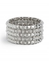 GUESS Silver-Tone Pyramid-Stud Rhinestone Brac, SILVER