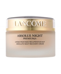 Repair – Intense Moisture – ClarityAge and hormonal changes are known to weaken skin at the structural level, leaving it dry, less elastic and dull.  Even a full night's sleep does not provide optimal recovery.With Absolue Night Premium ßx, Lancôme revolutionizes nighttime replenishment by combining three advanced discoveries in one rich and soothing cream: Pro-Xylane™, a patented scientific breakthrough: an exceptional and precise molecule, restores essential moisture deep in the structure of skin's surface.  So skin regains youthful substance, firmness, and radiance – as if signs of aging are visibly repaired. N-Stimuline™ helps reinforce the natural recovery process so skin wakes up looking well-rested, more luminous.The intensely replenishing ßio-Network™ – wild yam, soy, sea algae and barley – helps enhance performance for visible rejuvenation. The transformation: Immediately, skin is intensely moisturized. By morning, skin feels more comfortable, signs of fatigue are visibly repaired. Within weeks, see a clearer complexion, feel smoother, even-textured skin.NON-COMEDOGENIC.NON-ACNEGENIC.DERMATOLOGIST-TESTED FOR SAFETY