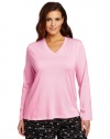 Hue Sleepwear Women's Plus-Size Long Sleeve V-Neck Sleep Tee