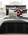 Ralph Lauren Black Adobe Stripe Full / Queen Comforter