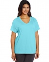 Hue Sleepwear Women's Plus-Size Plus Solid Short Sleeve V-Neck Tee