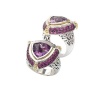 925 Silver, Amethyst & Pink Sapphire Triangle Ring with 18k Gold Accents- Sizes 6-8