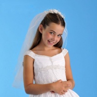 Satin Pearl and Floral Bridal/Communion Veil Satin Pearl and Floral Bridal/Communion Veil