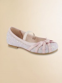 Ballet flats get a pretty update with glitter and satin details so she'll sparkle and shine.Elastic strap closureLeather upper with glitter and satinPadded insoleLeather liningLeather and rubber soleImported Ballet flats get a pretty update with glitter and satin details so she'll sparkle and shine.Elastic strap closureLeather upper with glitter and satinPadded insoleLeather liningLeather and rubber soleImported