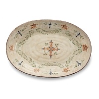 Hand-painted fleurs-de-lis and vines combine with uneven edges to add old world charm to Arte Italica's Medici collection. Hand-painted fleurs-de-lis and vines combine with uneven edges to add old world charm to Arte Italica's Medici collection.
