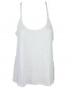 Juicy Couture womens white high racerback slub fitted tank top L