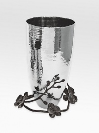 A stunning vase inspired in the forms and textures of nature, crafted with an artisan's eye from hammered stainless steel and blackened nickel-plated metal by one of America's premier metalwork artists. From the Black Orchid Collection10 highHand washImported