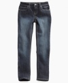 Fitted throughout the leg for trendy style, these skinny jeans from Baby Phat keep her looking fresh and feeling comfy.