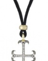 Mizuki 14k Diamond Gothic Cross Necklace On Black Micro Suede Cord, 40