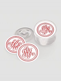 Set of heavyweight paper coasters are ideal for daily use or even a cocktail party! Coasters have double borders and arrive in a clear acrylic holder with a lid. Perfect gift idea Set of 100 coasters Each: 4 diam Made in USAFOR PERSONALIZATIONSelect a color and quantity, then scroll down and click on PERSONALIZE & ADD TO BAG to choose and preview your monogramming options. Please allow 2-3 weeks for delivery. Set of heavyweight paper coasters are ideal for daily use or even a cocktail party! Coasters have double borders and arrive in a clear acrylic holder with a lid. Perfect gift idea Set of 100 coasters Each: 4 diam Made in USAFOR PERSONALIZATIONSelect a color and quantity, then scroll down and click on PERSONALIZE & ADD TO BAG to choose and preview your monogramming options. Please allow 2-3 weeks for delivery.