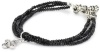 Queen Baby 3 Strand Black Spinel Bracelet with Pave Black Cubic-Zirconia MB Cross