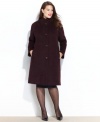 A jacquard pattern adds stylish flair to this wool-blend Jones New York plus size walker coat -- the ultimate cold-weather staple!