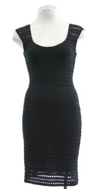 Aqua Black Cotton Jersey Sleeveless Eyelet Dress X-Small Aqua Black Cotton Jersey Sleeveless Eyelet Dress X-Small