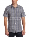 Perry Ellis Men's Short Sleeve Slim Fit Gingham Plaid