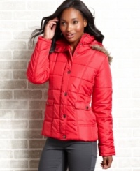 Dollhouse designs a puffer coat for the new, cool generation, adding snap-button tabs at the waist for a curve-defining effect. Dollhouse designs a puffer coat for the new, cool generation, adding snap-button tabs at the waist for a curve-defining effect.