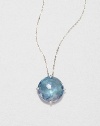 A classic 14k white gold design with a faceted English blue topaz on a delicate link chain. English blue topaz14k white goldLength, about 16Pendant size, about .5 Spring ring closureMade in USA