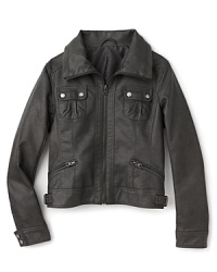 This updated bomber jacket is given a feminine flair with pleated chest pockets and fabric trim along the collar. This updated bomber jacket is given a feminine flair with pleated chest pockets and fabric trim along the collar.
