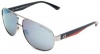 Armani Exchange Men's AX227/S Rectangle Sunglasses,Ruthenium,blue,red Frame/Blue Mirror Lens,One Size