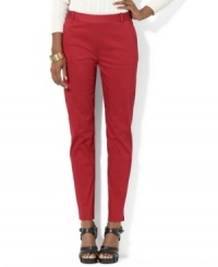 Crafted in lustrous cotton sateen with a hint of stretch for comfort, Lauren Ralph Lauren's classic pant is rendered with chic zippers at the ankle for modern style. Crafted in lustrous cotton sateen with a hint of stretch for comfort, Lauren Ralph Lauren's classic pant is rendered with chic zippers at the ankle for modern style.