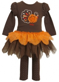 Bonnie Jean Girls 2-6X Turkey Applique Tutu Legging Set