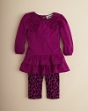 We love the lovely leopard prints, ruffles and choice bow accents in Juicy Couture's spot-on blouse and leggings set.