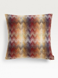 An elegant way to add a pop of color to your favorite room, designed in a vivid melange of chevron shades. Zip closure16 squareDown/feather insert70% wool/30% polyamideDry cleanMade in Italy An elegant way to add a pop of color to your favorite room, designed in a vivid melange of chevron shades. Zip closure16 squareDown/feather insert70% wool/30% polyamideDry cleanMade in Italy
