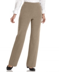 Get a sleeker, slimmer look in JM Collection's petite pull-on pants with tummy control features for a flattering fit. Get a sleeker, slimmer look in JM Collection's petite pull-on pants with tummy control features for a flattering fit.