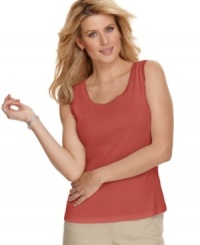 JM Collection's lace-trimmed tank makes a lovely layering piece -- perfect for transitioning between seasons, too. JM Collection's lace-trimmed tank makes a lovely layering piece -- perfect for transitioning between seasons, too.