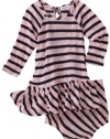 Splendid Littles Baby-girls Infant Striped Dress and Bloomer, Pink Ribbon, 12-18 Months