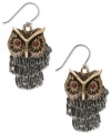 All eyes will be on you with Lucky Brand's Shaky Owl earrings. Crafted from silver and gold tone mixed metal, this set is quite the hoot. Approximate drop: 1-5/8 inches.