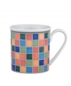 Spice up your tabletop with the Twist Alea mug. The bright enamel colorblock design is a perfect contrast to the fine white china. Features a vivid band of color along the rim.