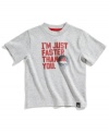 Speed demon. Everyone will know they'll have to try and keep up when he's wearing this tee shirt from adidas.