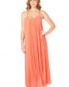 BCBGMAXAZRIA Women's Edita Sunburst Pleated Maxi Dress, Tangelo Orange, Medium